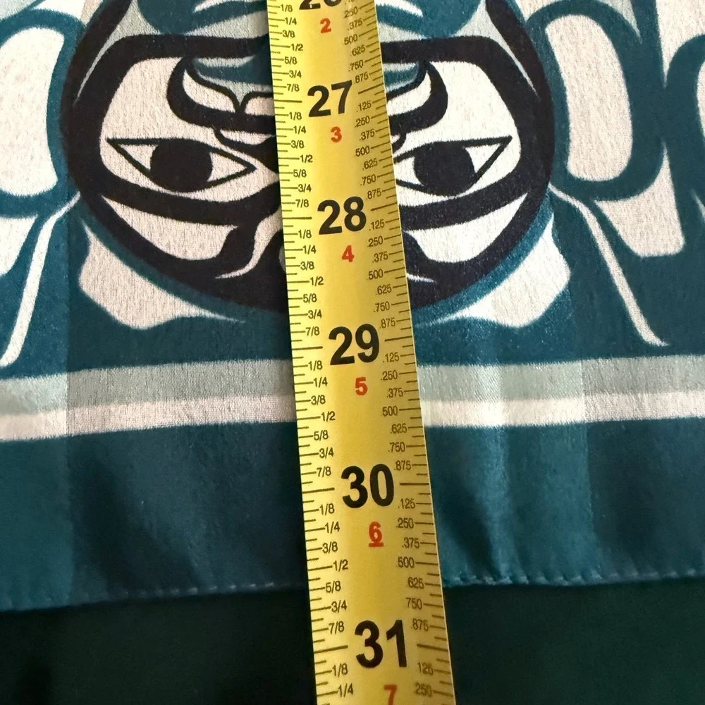 Magenta Designs Keith Tait Northwest Coast Art Scarf Teal Blue 2002